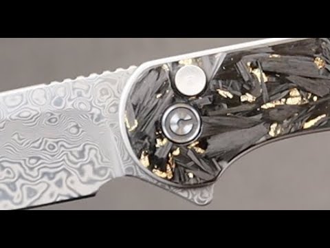 CIVIVI Shreds It! Elementum II Flipper in Shredded Carbon Fiber &amp; Golden Shred. Damascus blade, more