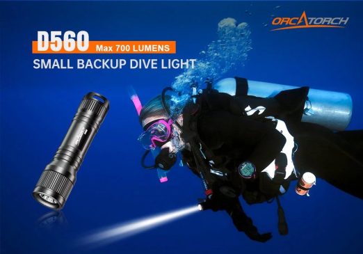 OrcaTorch D560 Small Backup Dive Light (700 Lumens, 134 Metres)