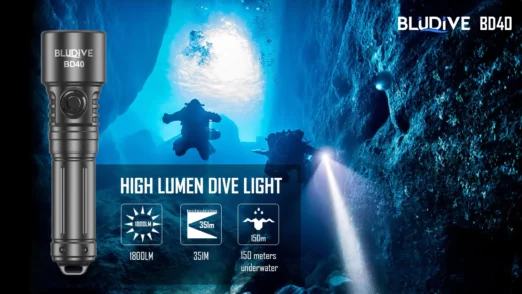 BluDive BD40 Diving Torch with Strobe (1800 Lumens, 351 Metres)