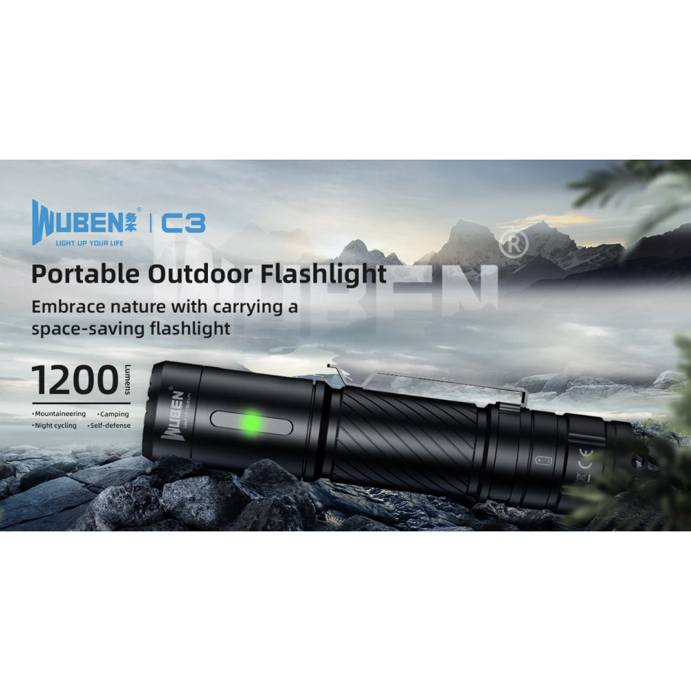 Review] Wuben C3 1200 lumens Osram P9 Tactical with battery + Type-c charge  