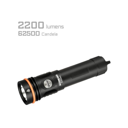 AceBeam D20 2.0 Professional Dive Torch - Cool White (2200 Lumens, 200 Metres Diving Depth)