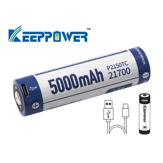 KeepPower 21700 5000mAh Type-C Rechargeable Protected Li-ion Battery - P2150TC