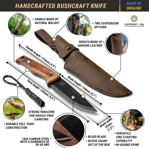 BeaverCraft BSH3 Nightfall Bushcraft Knife - 4.72