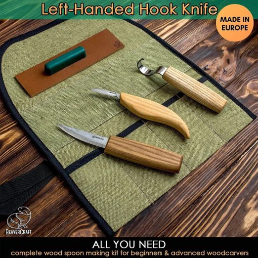 BeaverCraft Left-Handed Spoon Carving Kit with Detail Knife - S13L