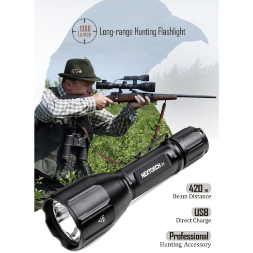 NEXTORCH T7 V2.0 Rechargeable Hunting Set (1300 Lumens, 420 Metres)