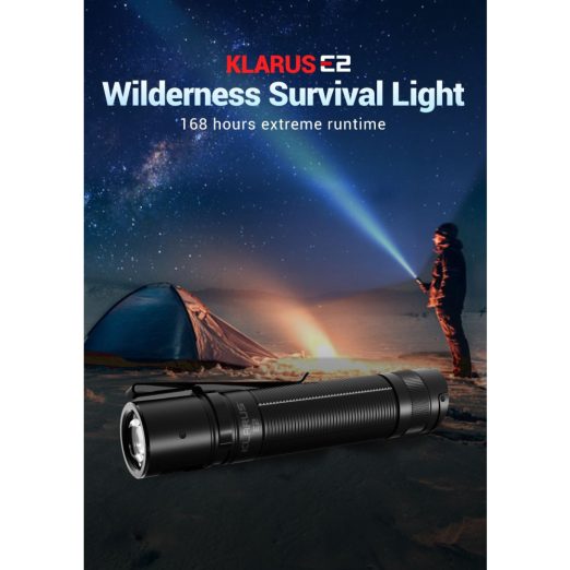 Klarus E2 Rechargeable Deep Carry Pocket Flashlight (1600 Lumens, 190 Metres)