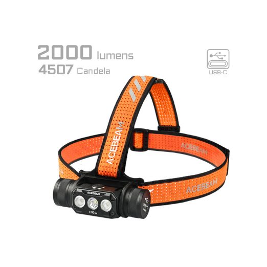 AceBeam H50 2.0 High Performance Rechargeable Spot/Flood High CRI Headlamp (2000 Lumens, 141 Metres)