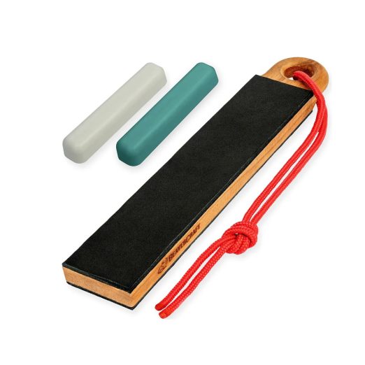 BeaverCraft Pocket Dual-Sided Leather Paddle Strop with Two Polishing Compounds - LS9P2