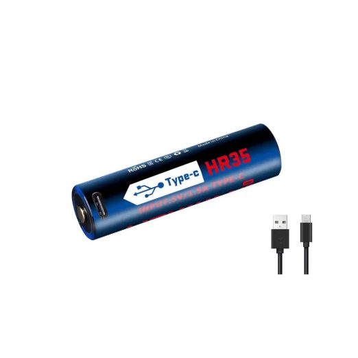 JETBeam 18650 Type-C Rechargeable 3500mAh Li-ion Battery, Protected - HR35