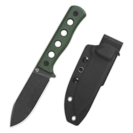 QSP Canary QS155-C2 Fixed Blade - Green Micarta, Black Stonewashed Cr8Mo2VSi and Kydex Pouch