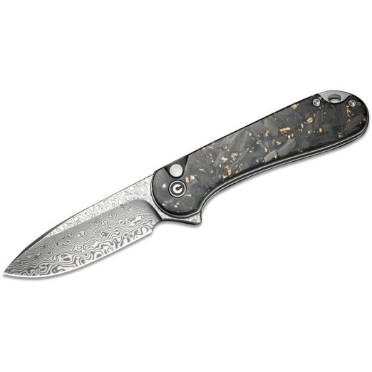 CIVIVI  Button Lock Elementum II, Gold Shred Carbon Fibre Handles, Shredded Carbon Fibre with Damascus Blade,  C18062P-10