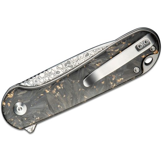 CIVIVI  Button Lock Elementum II, Gold Shred Carbon Fibre Handles, Shredded Carbon Fibre with Damascus Blade,  C18062P-10