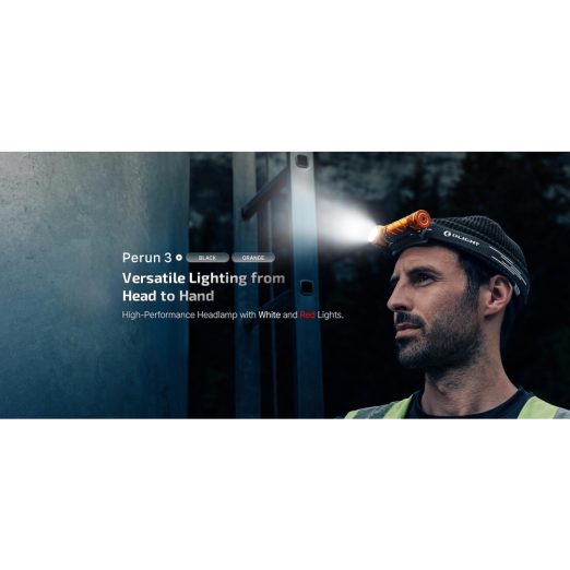 Olight Perun 3 Rechargeable Headlamp/Handheld with Red Light (3000 Lumens, 160 Metres) - Black