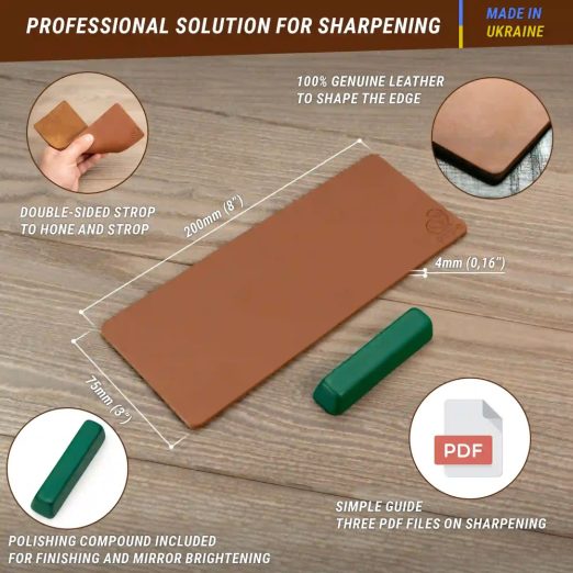 BeaverCraft Leather Strop with Polishing Compound - LS2P1