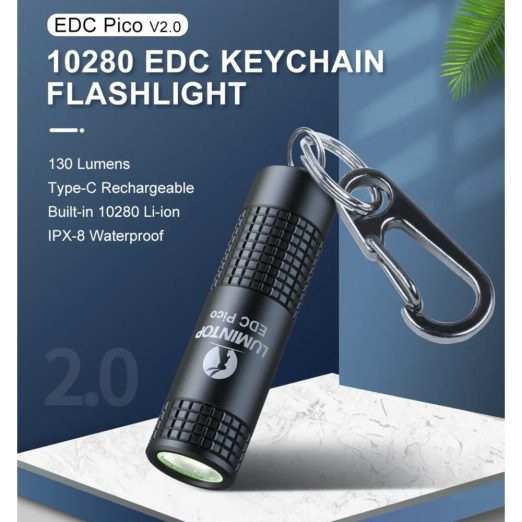 Lumintop EDC Pico V2.0 Rechargeable Keychain Torch (130 Lumens, 40 Metres)