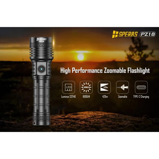 SPERAS PZ18 Rechargeable Focusable Light  (1600 Lumens, 420 Metres)