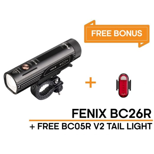 Fenix BC26R Rechargeable Bicycle Light - 1600 Lumens + FREE BC05R V2.0 Tail Light