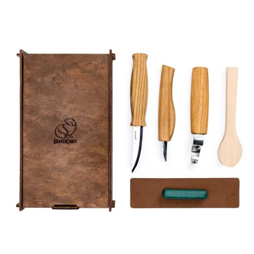 BeaverCraft Right-Handed Spoon Carving Set in Wooden Box - S13BOX